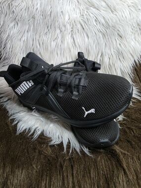 Puma Black Mesh Training Sneakers with White Logo